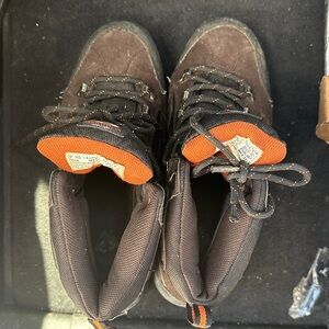 Brown and Orange Hiking Boots